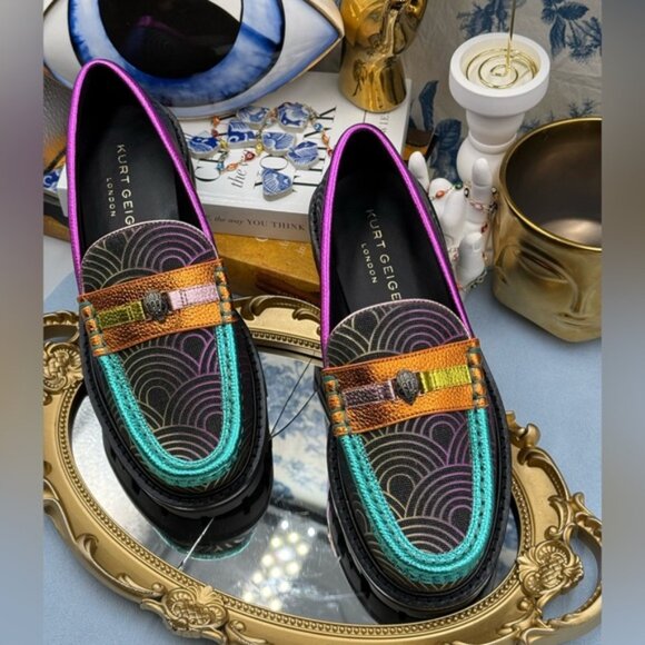 🆕 KURT GEIGER LONDON 🧿 NWOB Patterned Southbank Loafers Sz EU 37 US 7 - Picture 5 of 15